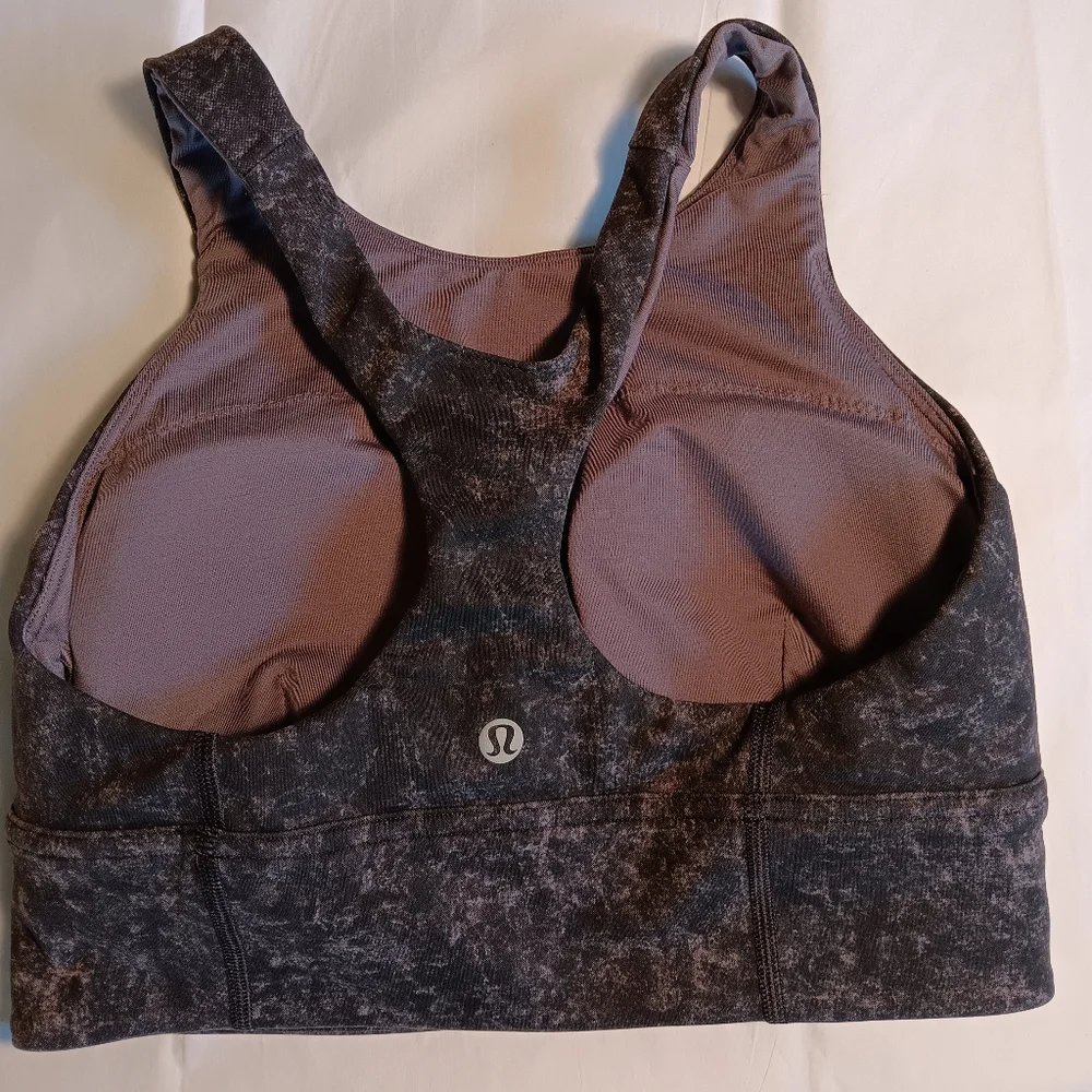Lululemon Wunder Train Longline Bra Denim Wash Print Dusky Lavender Black Size 6 - Picture 6 of 7